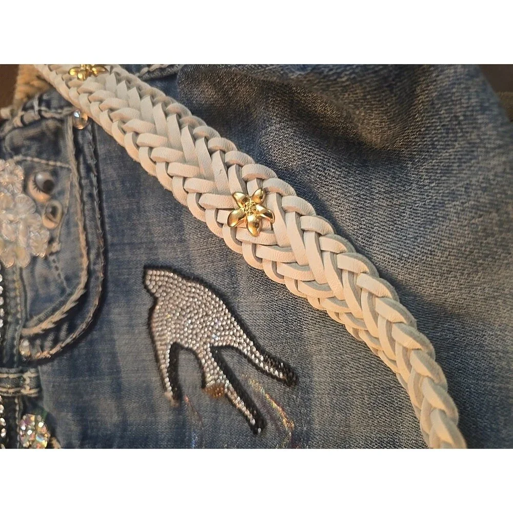 Upcycled Denim Crossbody Purse 14x11" - Picture 6 of 12